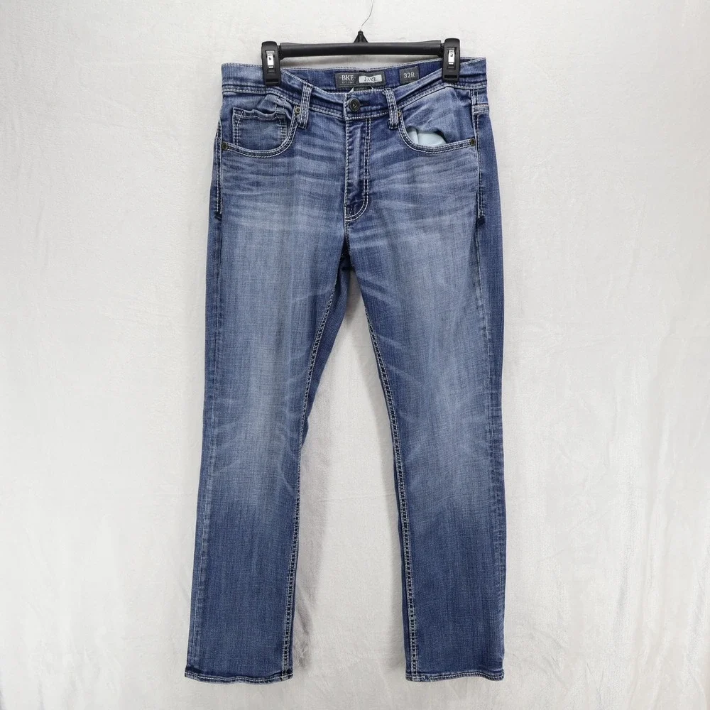 BKE Jake Straight Leg Mens Blue Denim Jeans Size 32R ABP1609